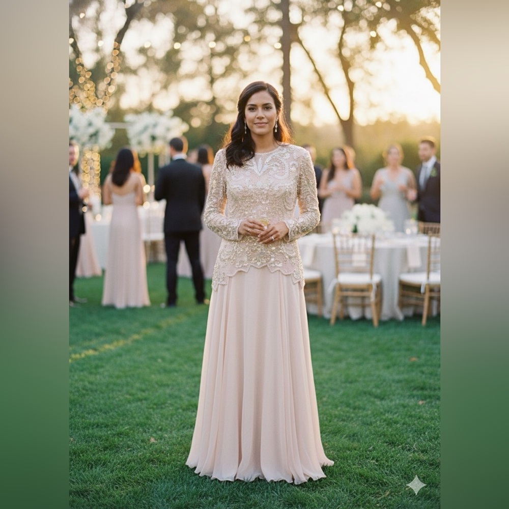 Vintage Elegant Pink Lace Evening Gown and Fully Beaded Bodice